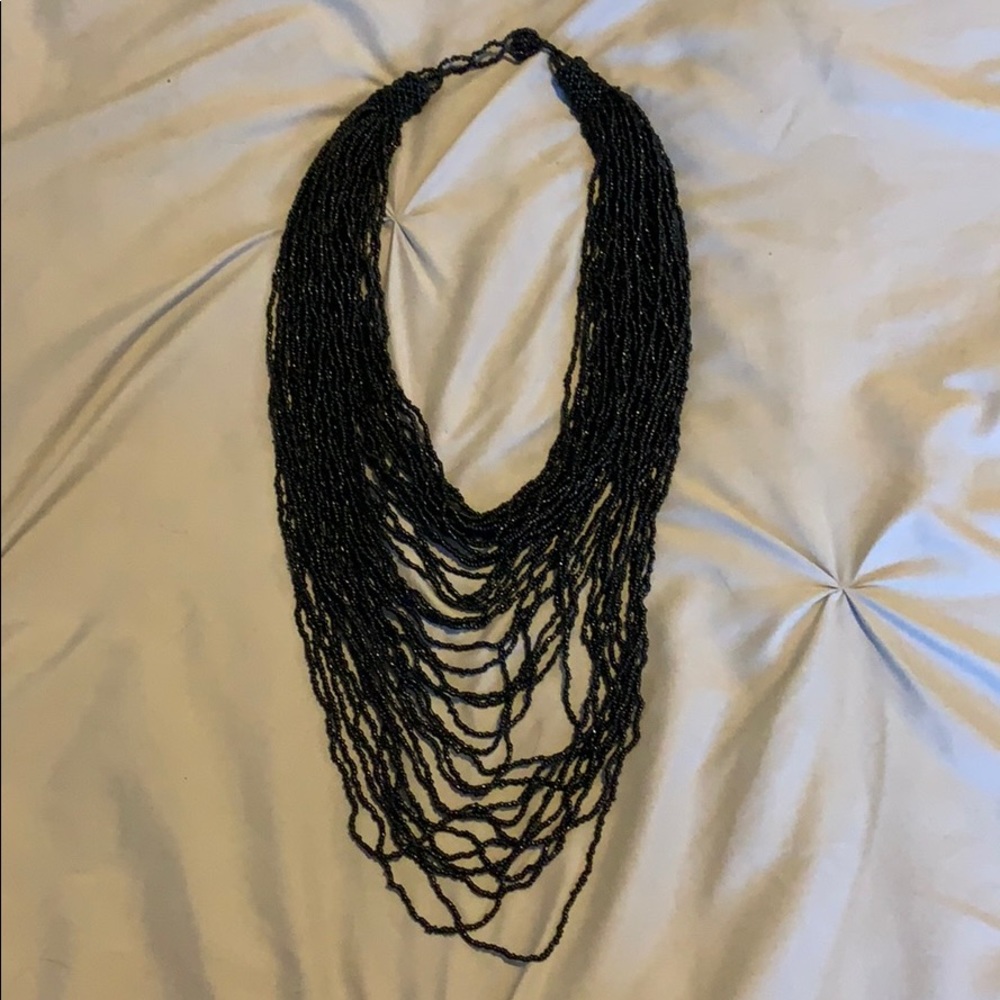 Black beaded statement necklace